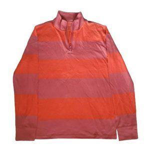 J. Crew Crewcuts Boys Red Orange Striped 1/4 Zip Long Sleeve Shirt Size 16 NWT